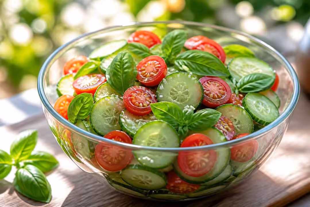découvrez la recette fraîche et légère de la salade de mini-concombres et tomates, parfaite pour un repas sain et savoureux.